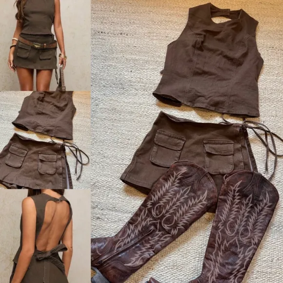 Cowboy Cowgirl Rodeo Zweiteiler Blau Gr. M Skorts Top
