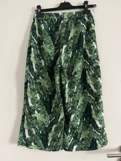Culotte Stoff Hose mit Muster grün Blätter