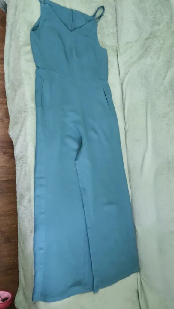 Damen Jumpsuit aus Leinenmix mit weitem Bein in dunkelgrün von C&A Gr.38, 163-164 cm