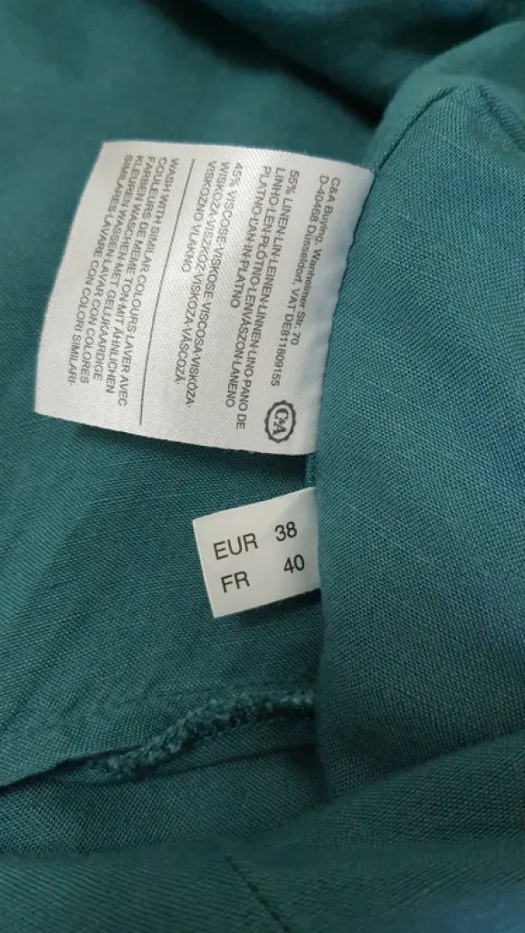 Damen Jumpsuit aus Leinenmix mit weitem Bein in dunkelgrün von C&A Gr.38, 163-164 cm