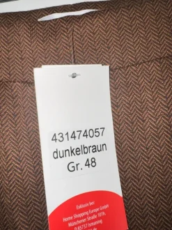Damenhose von Helena Vera mit Fischgrat-/Herringbone-Muster in Dunkelbraun Neu mit Etikett