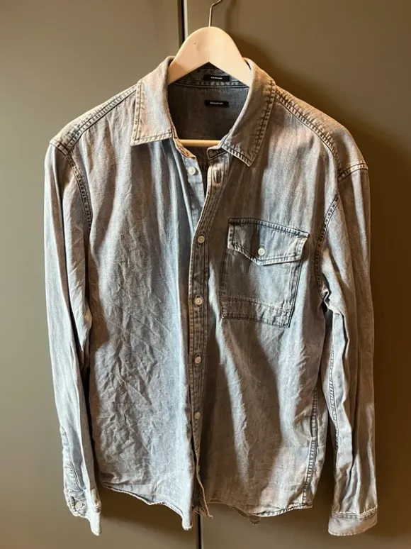 Denham shirt lichtblauw/ spijker maat M