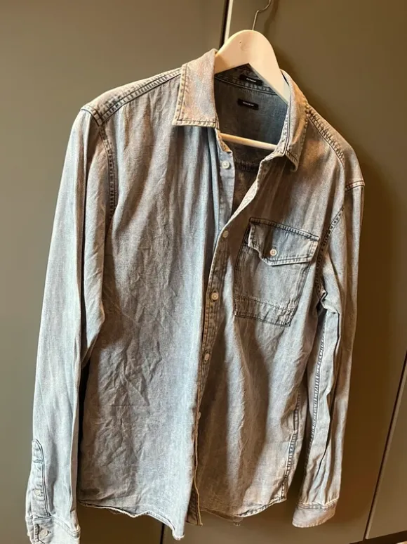Denham shirt lichtblauw/ spijker maat M