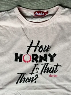 Derbe T-Shirt „how horny is that than“ Rosa Gr. XXL