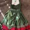 Dirndl Wildleder-Optik dunkelgrün/schwarz Größe 32