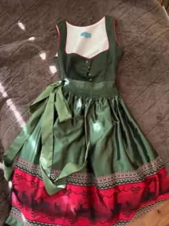 Dirndl Wildleder-Optik dunkelgrün/schwarz Größe 32