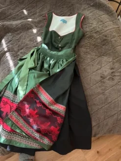 Dirndl Wildleder-Optik dunkelgrün/schwarz Größe 32
