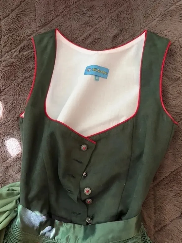 Dirndl Wildleder-Optik dunkelgrün/schwarz Größe 32