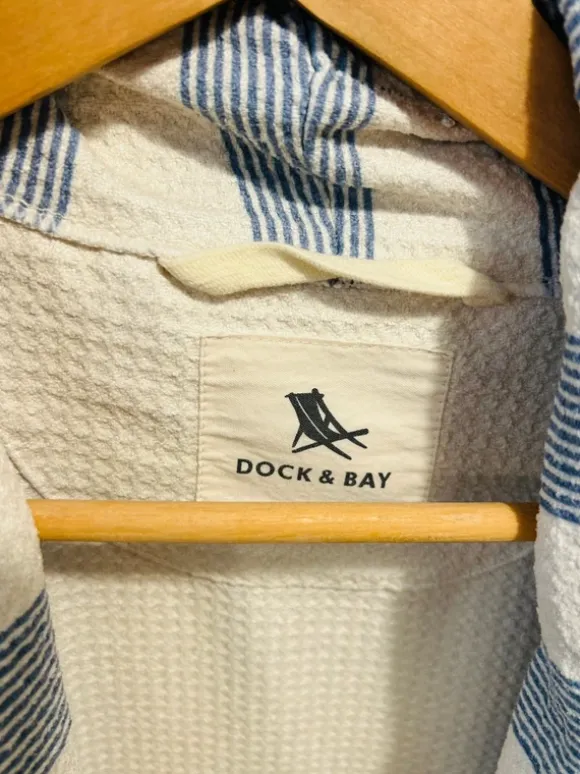 Dock & Ray Bademantel schnelltrocknend hellblau gestreift