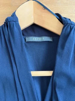 Dunkelblaues festliches kurzes Kleid bis zum Knie mit Tüllstoff gr. XS