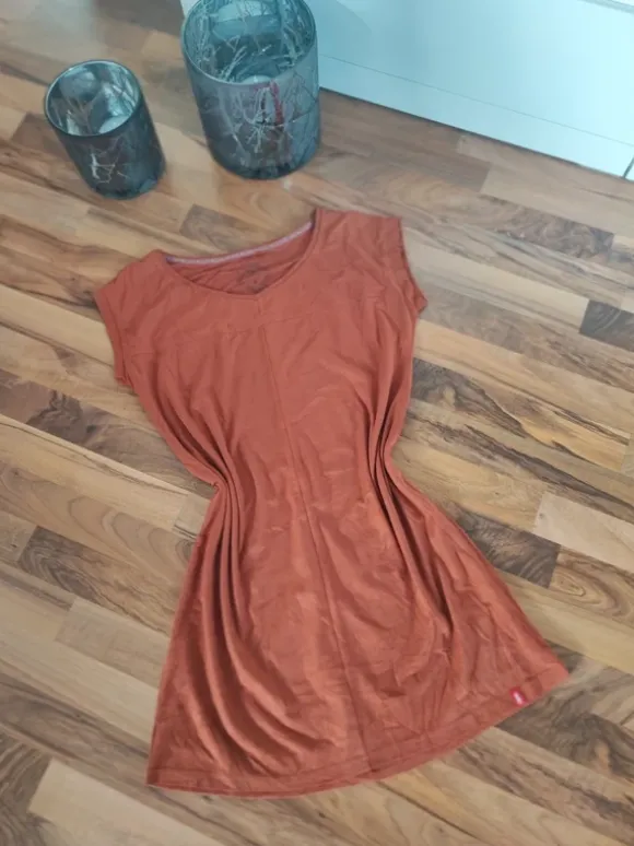 Edc Damen Kleid braun Kurzarm Grösse M