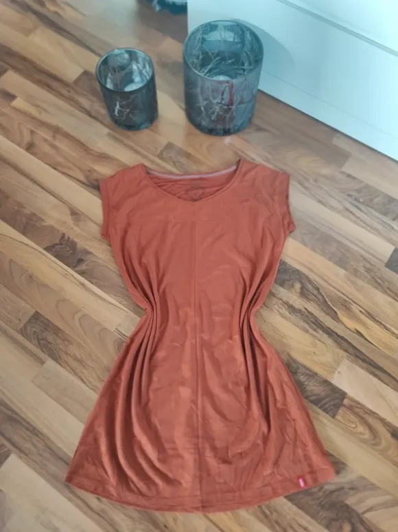 Edc Damen Kleid braun Kurzarm Grösse M