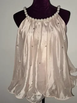 Elegantes Chiffon Top mit Perlen Träger und Strassteine gr.34-38
