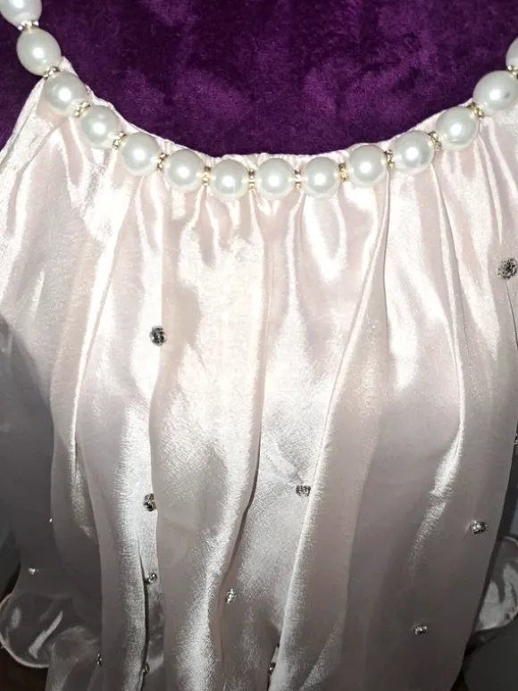 Elegantes Chiffon Top mit Perlen Träger und Strassteine gr.34-38