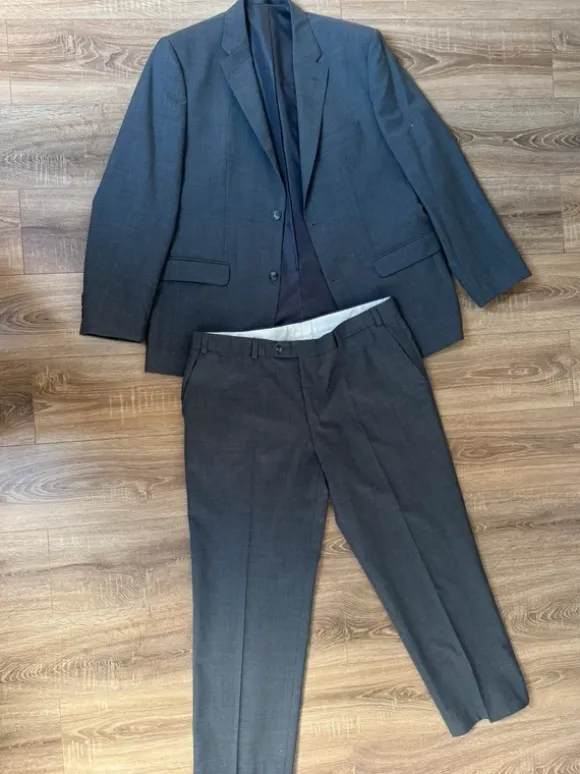Ensemble costume gris oversize vintage homme - blazer + pantalon - style old money