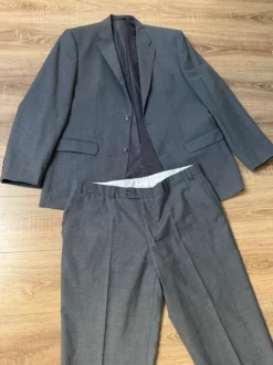 Ensemble costume gris oversize vintage homme - blazer + pantalon - style old money