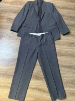 Ensemble costume gris oversize vintage homme - blazer + pantalon - style old money