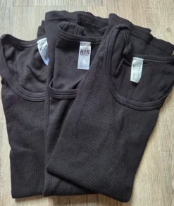 3er Pack Tanktop Unterhemd Herren schwarz HIS XL Ripp