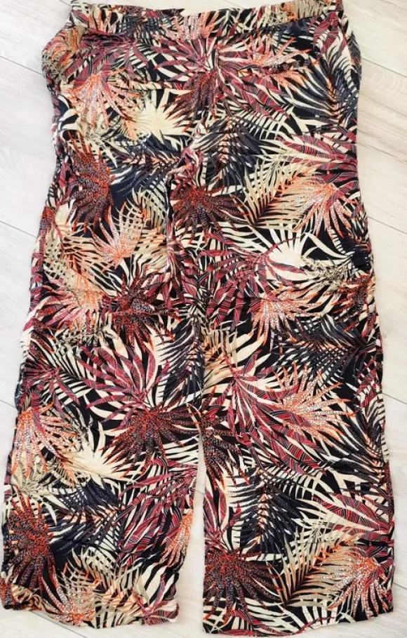 Esprit Hose Gr. L / 40 mit Palmenmuster bequem & locker