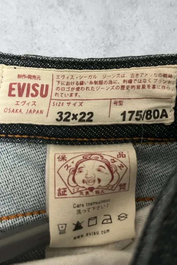 Evisu Jorts W32 Vintage Denim Jorts Daicock Big Logo Rare
