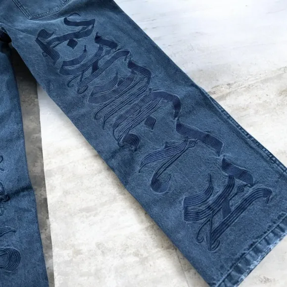Favela Embroidery Jeans W34 Black Washed