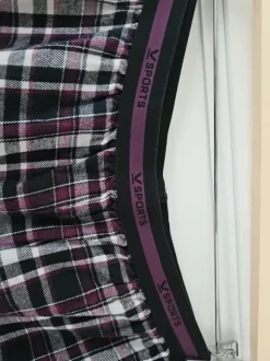 Flanellhose für zu Hause | lila / sw kariert | Größe XXL | 100% Baumwolle