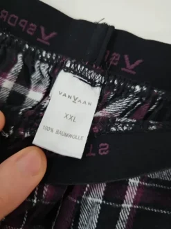 Flanellhose für zu Hause | lila / sw kariert | Größe XXL | 100% Baumwolle
