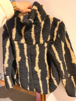 Fleece Pullover Teddy Jacke gestreift