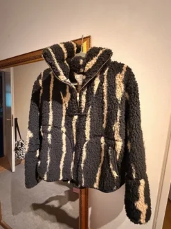 Fleece Pullover Teddy Jacke gestreift