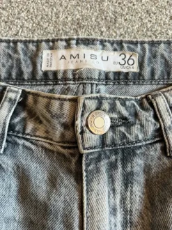 Graue wide leg jeans high waist