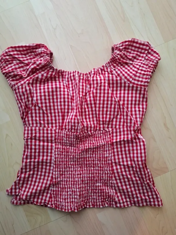 Hammerschmid Trachtenbluse rot-weiß kariert Gr. 34