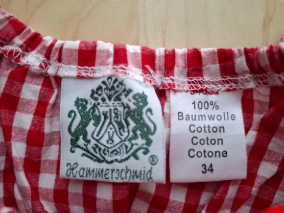 Hammerschmid Trachtenbluse rot-weiß kariert Gr. 34