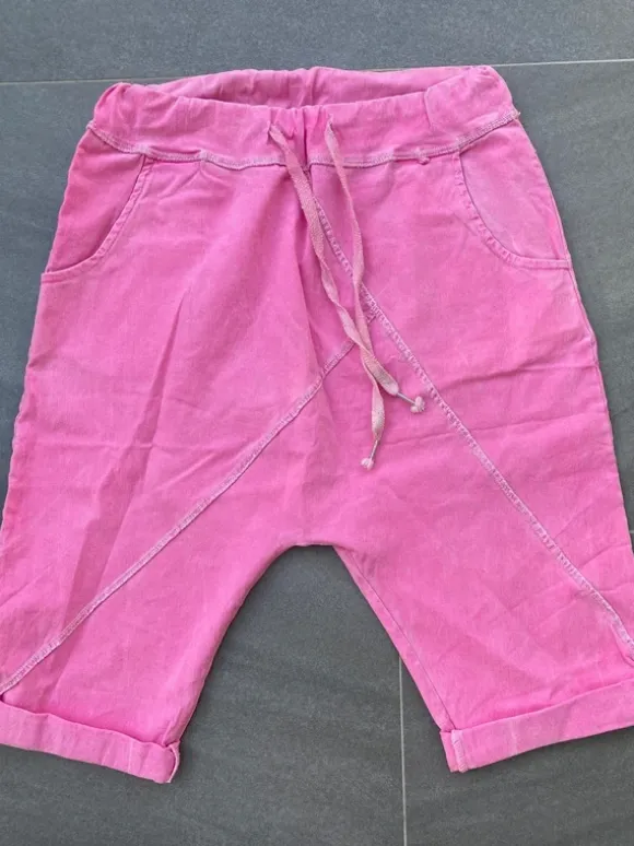 Haremshose Baggy Shorts Bermuda Neon Pink Einheitsgröße lässig