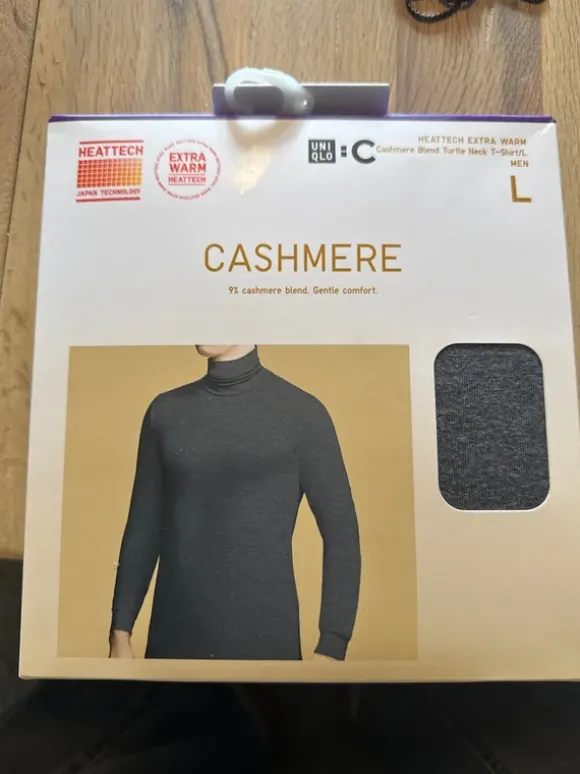 Heattech Uniqlo Gr L mit Kaschmir neck T-Shirt