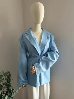 Hell Blauer Blazer Trenchcoat mit integrierter Weste