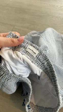 Herren Badehose S Blau/Weiß gestreift