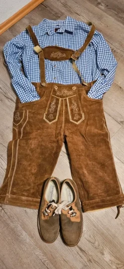 Herren Trachten Set:Lederhose, Gr 54 Hemd Gr, XL Schuhe,Gr 43.