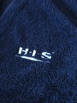 H.I.S. Bademantel dunkelblau weich flauschig Länge 120 cm