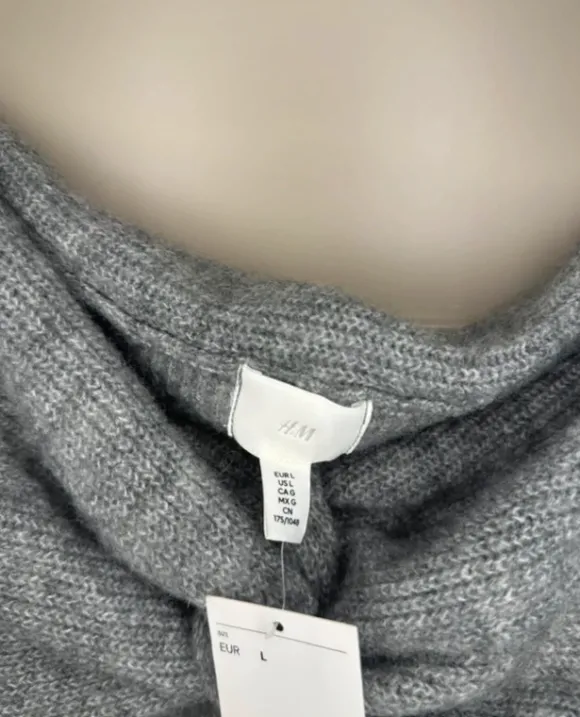 H&M - Pullover schulterfrei grau neu mit Etikett gr.L