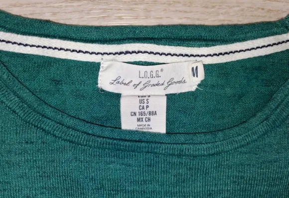 H&M Baumwoll-Leinen-Pullover Gr.S türkis-meliert Topzustand