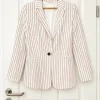 H&M Blazer Gr. 36 – weiß mit feinen braunen Streifen 🤍🤎 Sommerblazer