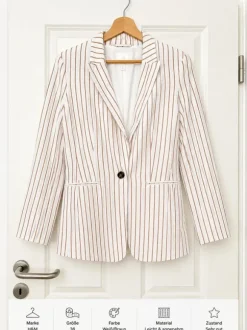 H&M Blazer Gr. 36 – weiß mit feinen braunen Streifen 🤍🤎 Sommerblazer