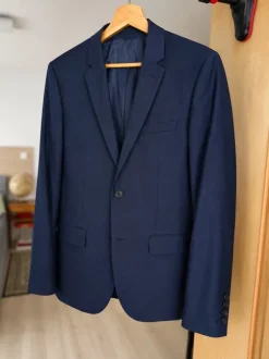 H&M Dunkelblauer Anzug Set Sakko + Hose Gr. 48 / 33R Slim Business