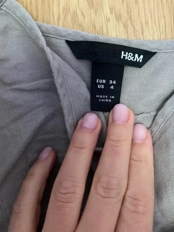 H&M Sommer Kleid aus Baumwolle in beige khaki - Größe XS