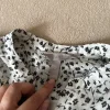 H&M Sommerkleid tailliert Größe 38 weiß mit schwarzen floral Muster