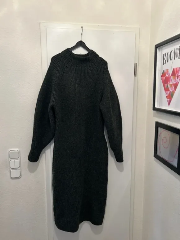H&M Strickkleid Wollkleid L anthrazit