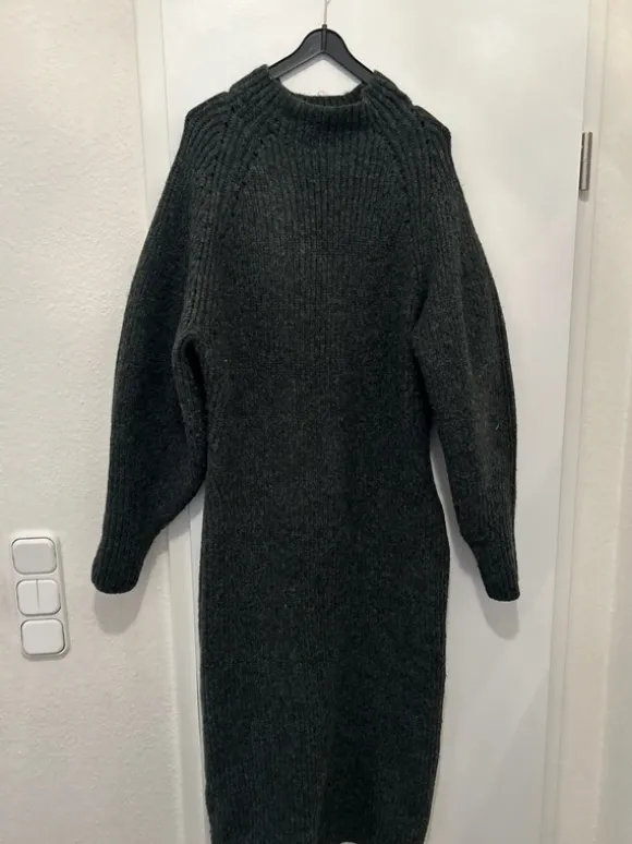 H&M Strickkleid Wollkleid L anthrazit