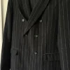 Italienischer Doppelreiher Nadelstreifen Anzug Schwarz Old Money Mafia Style Gr. M