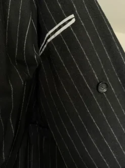 Italienischer Doppelreiher Nadelstreifen Anzug Schwarz Old Money Mafia Style Gr. M