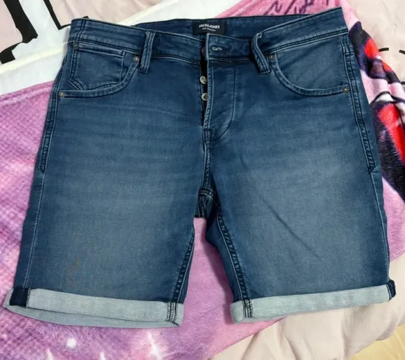 Jack & Jones Jeansshorts Herren – Blau – Regular – Sommerhose Gr. M